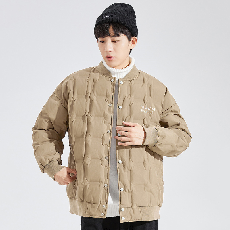 唐狮潮牌棒球服轻薄短款羽绒服男