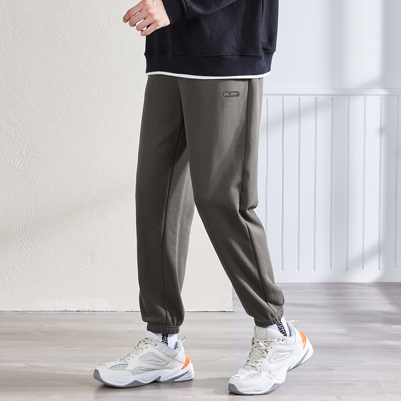 唐狮加绒运动裤男2025秋冬新款休闲裤男士宽松百搭青少年束脚卫裤