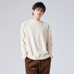 唐狮长袖t恤男2025秋冬新款纯色半高领显瘦双面绒保暖内搭打底衫