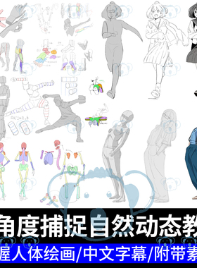 人物动态姿势绘画教学动漫动画角色构成人体结构多角度动作姿态课