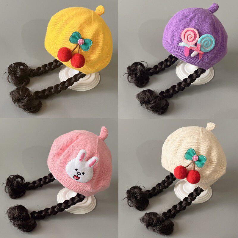 宝宝帽子秋冬季女婴儿可爱假发贝雷帽儿童毛线帽女童针织画家帽潮,童装/婴儿装/亲子装,帽子,淘宝优惠券,粉丝福利购,淘宝优惠卷
