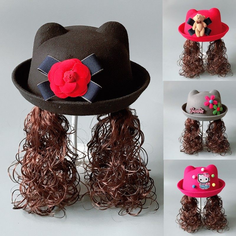 女童耳朵礼帽假发帽子秋冬儿童帽子公主可爱宝宝仿羊毛呢子盆帽,童装/婴儿装/亲子装,帽子,淘宝优惠券,粉丝福利购,淘宝优惠卷