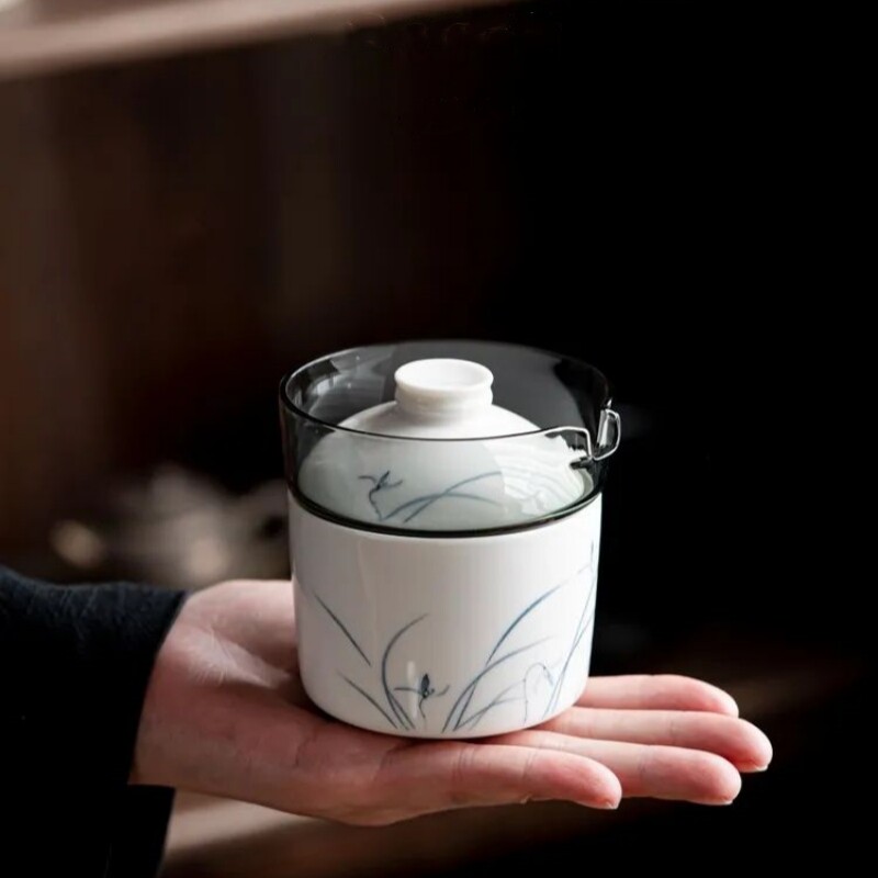 便携式旅行茶具套装白瓷手绘一壶两杯户外功夫泡茶快客杯收纳包