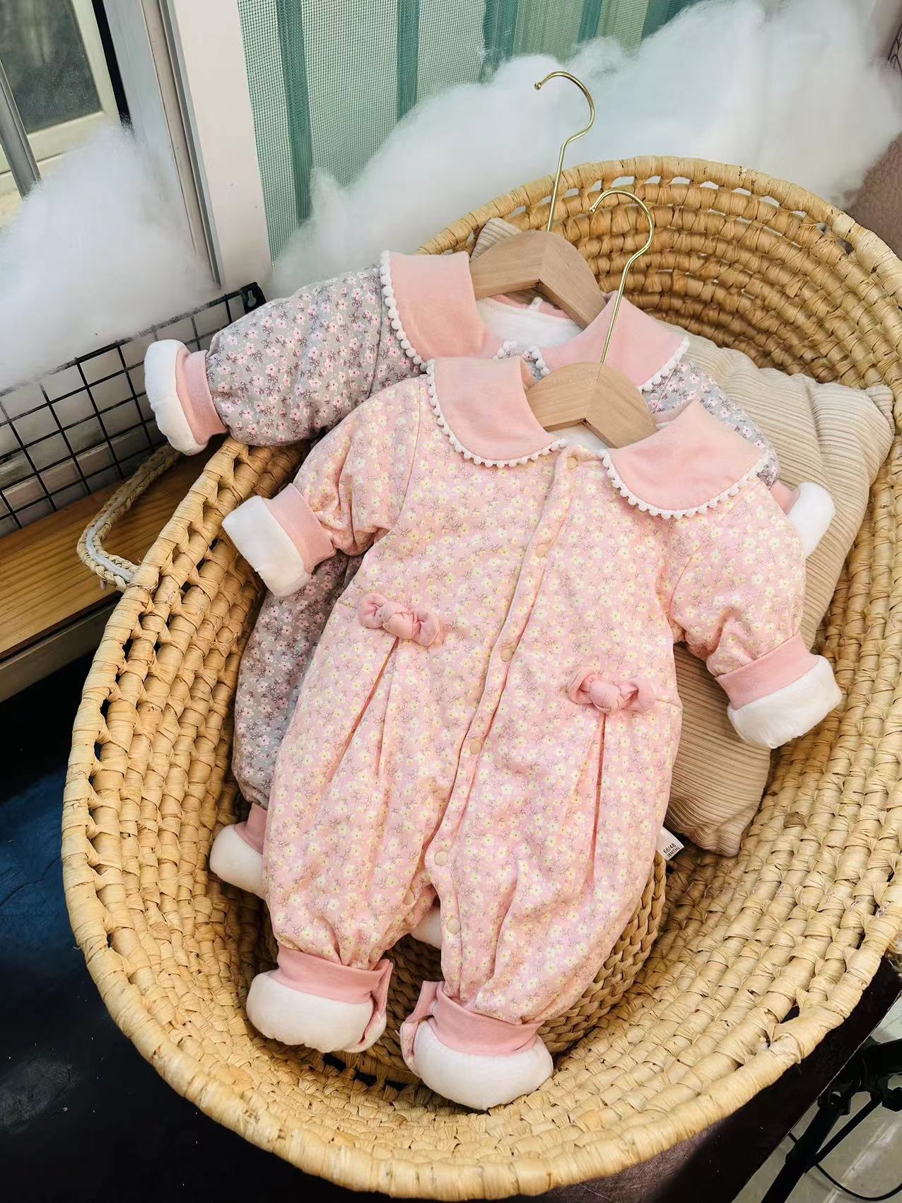 新生儿连体衣服春款夹棉春季童装婴儿哈衣男女宝宝纯棉外出服