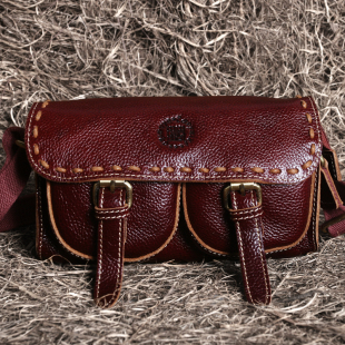 藏皮客头层牛皮复古风休闲百搭斜挎包女真皮手工小包包翻盖剑桥包