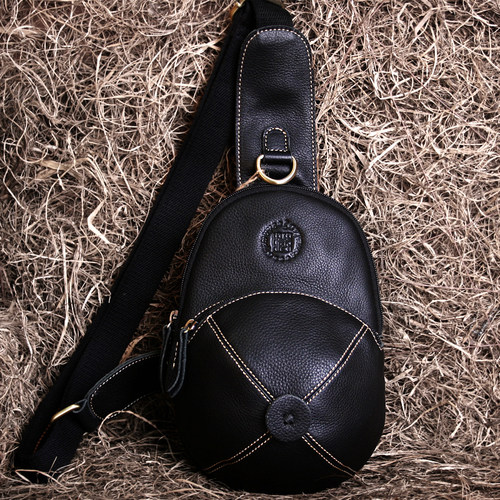 藏皮客头层牛皮真皮帽子包女胸包