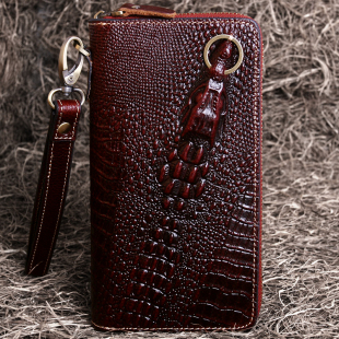 钱包 头层牛皮鳄鱼纹手拿包真皮手腕包个性 藏皮客包包男式 2026新款