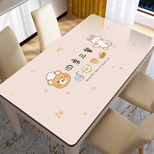 长方形桌面垫 小熊早餐软玻璃餐桌垫桌布防水防水防油免洗网红爆款
