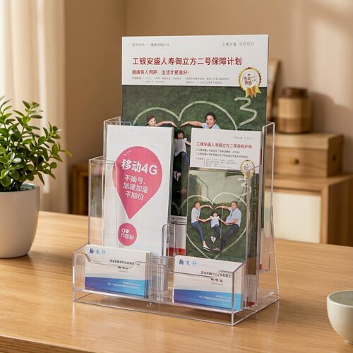 名片盒+A4宣传架两格A6单页架彩页桌面展示架文件亚克力A5资料架
