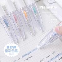 Planwith熒光淡彩標記帶學生筆記劃重點diy修飾彩色按動手賬膠帶