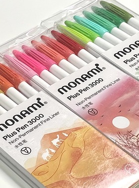 慕那美P3000水性笔纤维笔彩色中性笔学生手绘画手账勾线笔6色套装