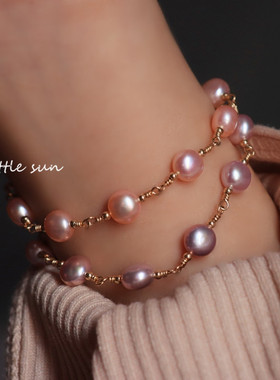 特价~精挑天然极光14k女温柔珍珠