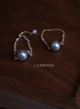 天然海水真多麻珍珠戒指美国进口14K注金温柔精致日常可调节礼物