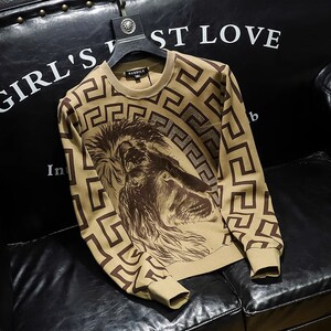 BxzsopLee时尚潮流卫衣男狮子图案圆领长袖打底衫男装青年上衣潮