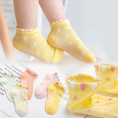 女童袜子夏季 网眼透气纯棉卡通宝宝袜夏天花朵女孩春秋儿童袜 薄款