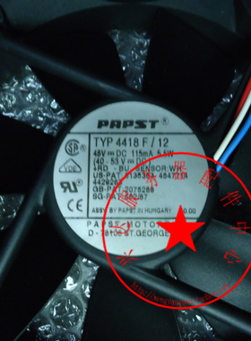 原装PAPST 12CM 12025机箱风扇 TYP 4418F/12 48V 5.5W 三线