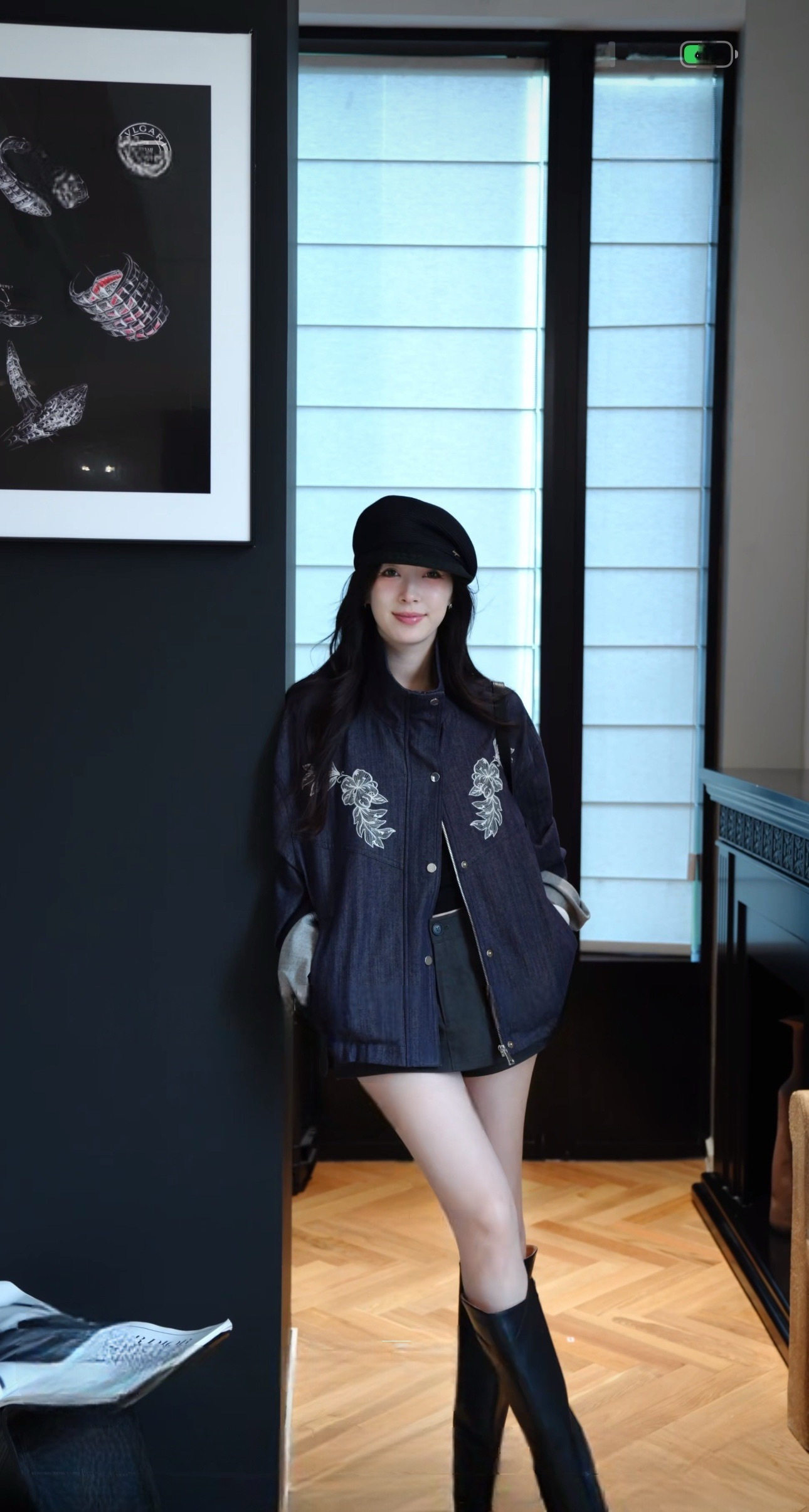 早秋重工花卉刺绣牛仔外套女立领落肩宽松高级感小众休闲夹克上衣