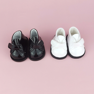 现货娃鞋20cm厘米棉花娃娃穿玩偶公仔魔术贴皮鞋黑色娃用鞋子配件