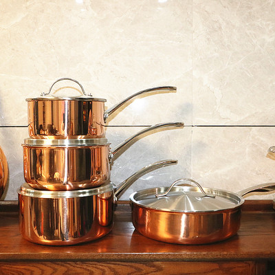 样板房铜复古土豪金奶锅汤锅煎锅