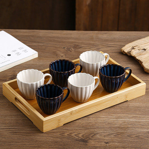 陶瓷杯子陶瓷纯色复古手柄小茶杯