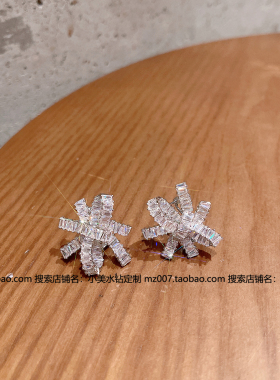 几何设计感耳钉s925纯银针耳环钻