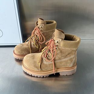 真皮马丁靴女厚底复古英伦风户外登山靴大黄靴 欧洲站2025秋冬新款