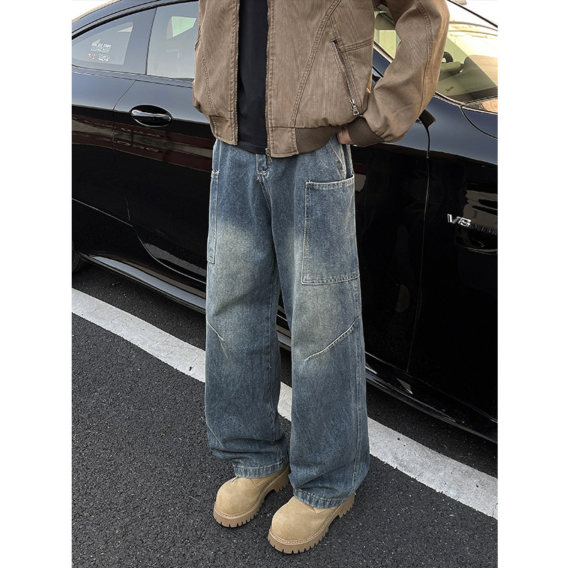 牛仔裤男直筒裤子美式2025新款修身男士高级宽松男款水洗