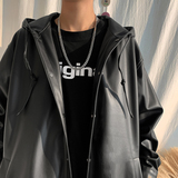港风秋季男女皮衣外套男士连帽皮风衣夹克7009，男装皮衣，电商B380（原B361）