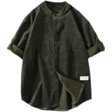 夏季男士流行衬衣短袖衬衫休闲青年立领中袖衬衣7108-P40，男装衬衫，电商B380（原B361）