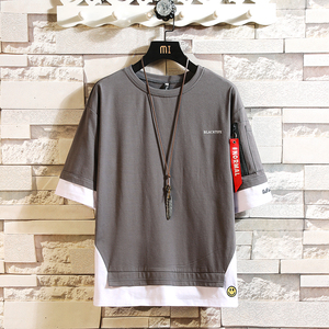 夏季t恤男短袖体恤青年打底衫假两件男装T18838-P30图片