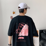 夏季新款男女纯色情侣印花圆领短袖T恤半袖衫T02-P25，男装T恤，电商B380（原B361）