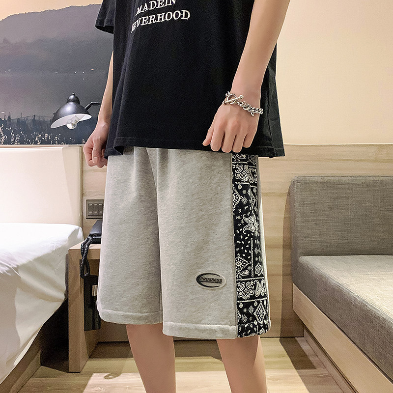 港风 男女新拼色卫裤青年针织短裤新款休闲裤子 7121-P35图片