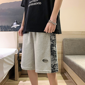 港风 男女新拼色卫裤青年针织短裤新款休闲裤子 7121-P35图片