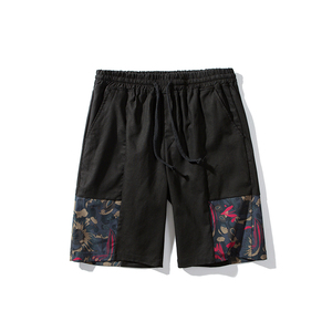 夏季男士亚麻休闲短裤中国风男水洗棉麻五分裤 83112-P35图片