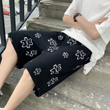 港风21夏季男女小熊印花针织卫裤休闲五分短裤青年裤子7135-P35，男装休闲裤，电商B380（原B361）