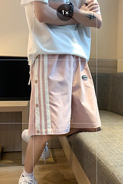 2021夏季男女宽松五分裤个性撞色休闲运动百搭裤子7130-P35,男装休闲裤,电商B380（原B361）