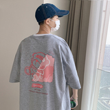 夏季新款男女纯色情侣印花圆领短袖T恤半袖衫T02-P25，男装T恤，电商B380（原B361）