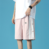 蓝底夏季男士休闲五分短裤个性撞色宽松裤子7130-P35，男装休闲裤，电商B380（原B361）