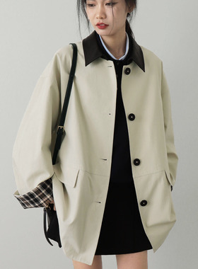 CHICCLO 饭馆 旧时来信 撞色复古高级新款小个子莱赛尔风衣外套女