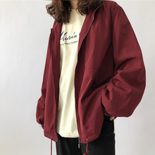 外套女 春秋季 复古教练夹克棒球服下摆抽绳轻休闲宽松BF风中长款