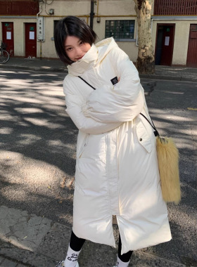 CHICCLO 绒羽绒服女2025新款长款过膝加厚韩版白色冬季外套