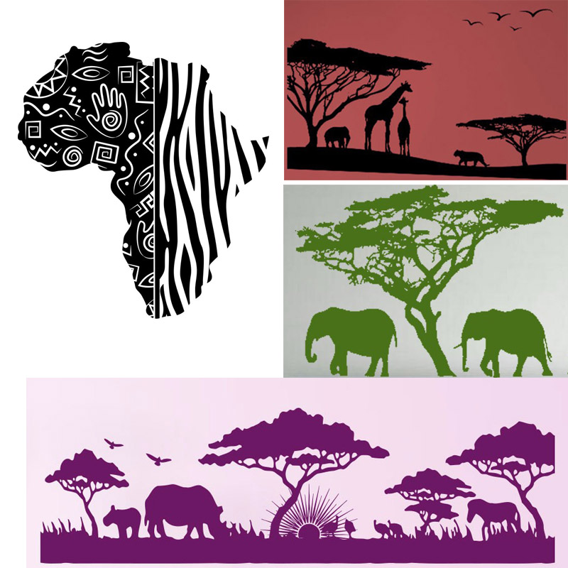 非洲土著贴纸草原贴画动物墙贴