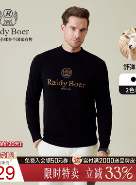 【舒弹羊毛】Raidy Boer/雷迪波尔2025秋男烫钻刺绣针织毛衣5061
