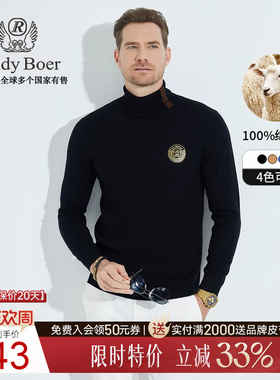 【100%绵羊毛】Raidy Boer/雷迪波尔高翻领休闲羊毛衫毛衣男 5022