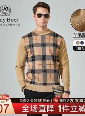 Raidy Boer/雷迪波尔秋冬新品男士 时尚休闲半高领毛衣含羊毛5058