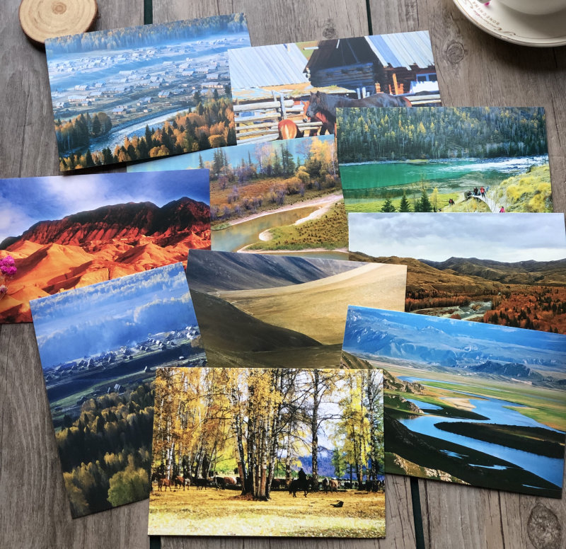 美丽新疆人文风景明信片喀纳斯月亮湾白哈巴村草原雪山旅游纪念品