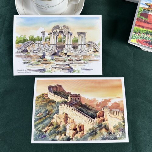 精美手绘明信片北京故宫等