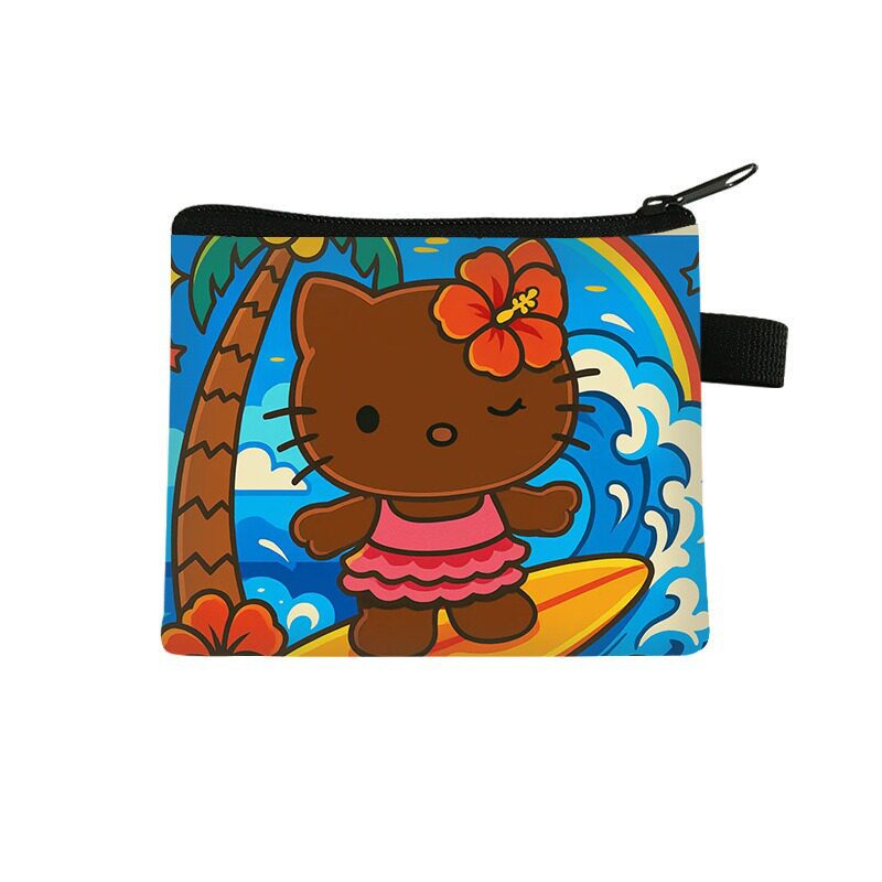 黑皮kitty猫儿童卡包高颜值钥匙耳机收纳钱包卡通时尚可爱零钱包
