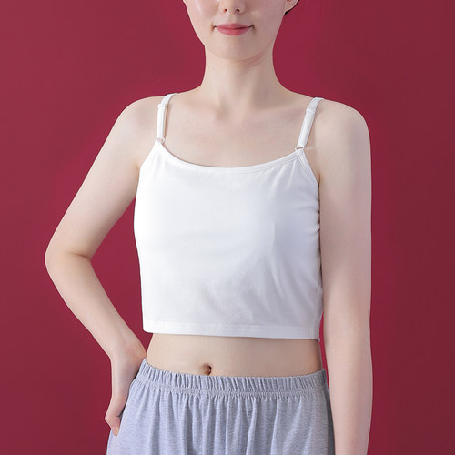 带胸垫无束缚女士短款背心