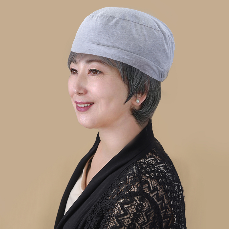 单层防风薄款老太太包头帽